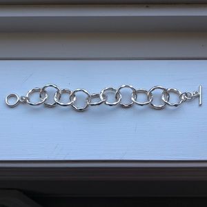 Hammered silver chain link bracelet